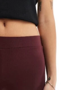 Monki Super Soft Low Waist Straight Leg Baggy Jersey Trousers In Burgundy For Women Burgundy Red -Monki Shop 206788552 3