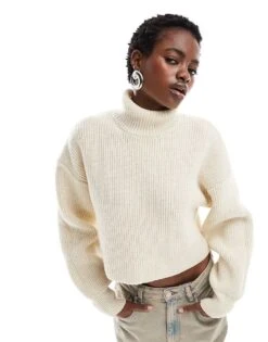 Monki Cropped High Neck Jumper In Light Beige Melange For Women Light Beige Melange -Monki Shop 206788713 1 lightbeigemelange 1
