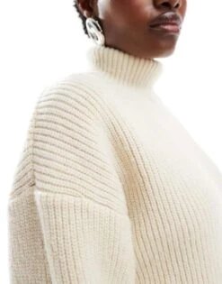 Monki Cropped High Neck Jumper In Light Beige Melange For Women Light Beige Melange -Monki Shop 206788713 3