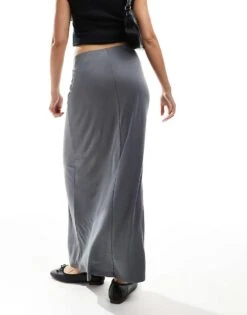 Monki Super Soft Maxi Skirt In Charcoal Grey For Women Dark Grey -Monki Shop 206788801 3