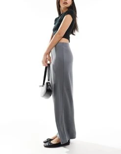 Monki Super Soft Maxi Skirt In Charcoal Grey For Women Dark Grey -Monki Shop 206788801 4