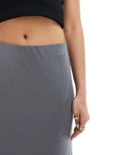 Monki Super Soft Maxi Skirt In Charcoal Grey For Women Dark Grey -Monki Shop 206788801 5