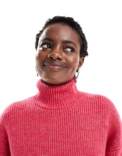 Monki Cropped High Neck Jumper In Pink For Women -Monki Shop 206788880 3