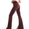 Monki Super Soft Low Waist Flare Jersey Trousers In Burgundy For Women -Monki Shop 206788929 1 burgundy