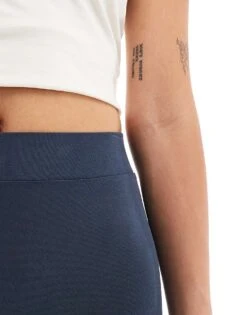 Monki Super Soft Low Waist Flare Jersey Trousers In Blue For Women -Monki Shop 206788974 4