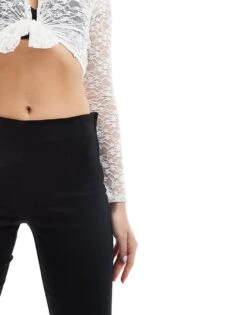 Monki Stretch Cropped Capri Pants With Front Split In Black For Women 10 Monki Stretch Cropped Capri Pants With Front Split In Black For Women -Monki Shop 206789003 3