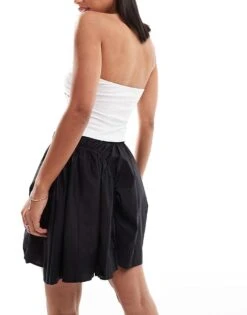 Monki Poplin Mini Skirt With Drawstring Ruched Details In Black For Women 11 Monki Poplin Mini Skirt With Drawstring Ruched Details In Black For Women -Monki Shop 206789044 4