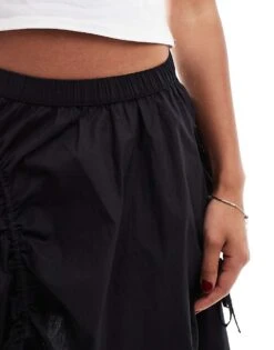 Monki Poplin Mini Skirt With Drawstring Ruched Details In Black For Women 12 Monki Poplin Mini Skirt With Drawstring Ruched Details In Black For Women -Monki Shop 206789044 5