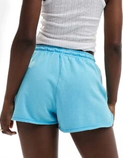 Monki Heavy Jersey Shorts With Curved Hem In Light Blue For Women -Monki Shop 206789226 3