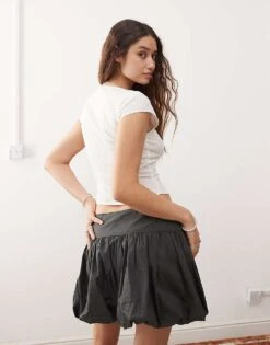 Monki Short Sleeve Cotton Scoop Neck Blouse In White For Women -Monki Shop 206789279 3