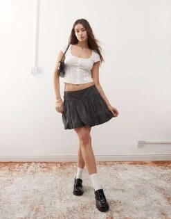 Monki Short Sleeve Cotton Scoop Neck Blouse In White For Women -Monki Shop 206789279 4