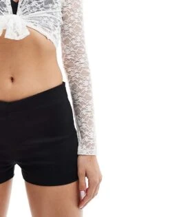 Monki Hotpants Shorts With Side Zip In Black For Women -Monki Shop 206789346 3