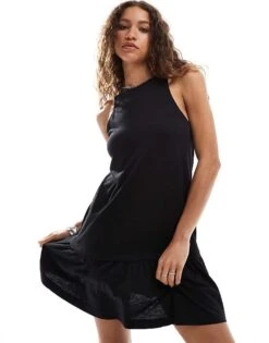 Monki Sleeveless Jersey Mini Dress With Drop Waist In Black For Women -Monki Shop 206789404 1 black 1
