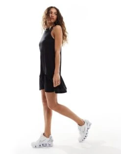 Monki Sleeveless Jersey Mini Dress With Drop Waist In Black For Women -Monki Shop 206789404 2