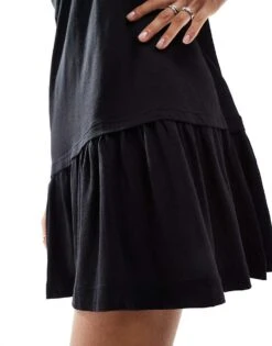 Monki Sleeveless Jersey Mini Dress With Drop Waist In Black For Women -Monki Shop 206789404 3
