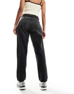 Monki Taiki High Waist Mom Jeans In Washed Black For Women Washed Black -Monki Shop 206789405 3