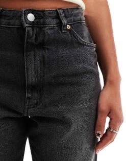 Monki Taiki High Waist Mom Jeans In Washed Black For Women Washed Black -Monki Shop 206789405 5