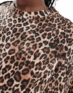 Monki Oversized T-shirt In Leopard Print For Women -Monki Shop 206799558 2