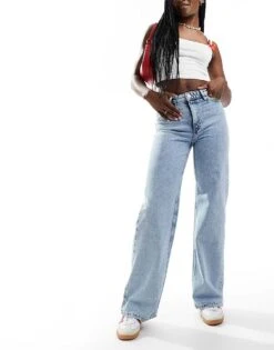 Monki Yoko Wide Leg Jeans In Lightwash Blue For Women 13 Monki Yoko Wide Leg Jeans In Lightwash Blue For Women -Monki Shop 206799578 1 lightwashblue 1