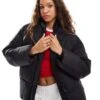Monki Oversized Padded Coat In Black For Women