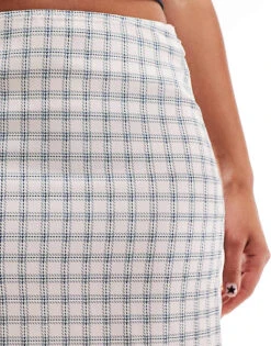 Monki Mini Satin Lace Skirt In Pink Check For Women -Monki Shop 206860067 5