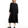 Monki Long Sleeve Smock Midi Dress In Black For Women