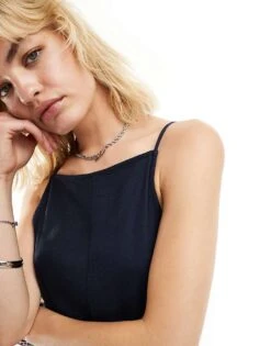 Monki Wide Leg Jumpsuit With Square Neck In Navy Blue For Women 10 Monki Wide Leg Jumpsuit With Square Neck In Navy Blue For Women -Monki Shop 206875671 4