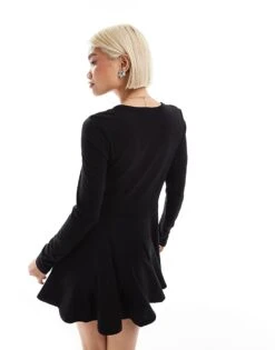 Monki Long Sleeve Mini Skater Dress In Black For Women -Monki Shop 206875692 4