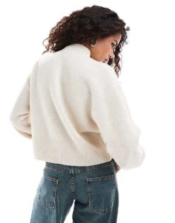 Monki Knitted Turtleneck Sweater In Beige Melange For Women -Monki Shop 206875726 4