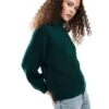 Monki Libby High Neck Knitted Rib Jumper In Forest Green For Women -Monki Shop 206875742 1 forestgreen
