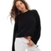 Monki Round Neck Relaxed Knitted Sweater In Black For Women -Monki Shop 206875760 1 black