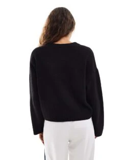 Monki Round Neck Relaxed Knitted Sweater In Black For Women -Monki Shop 206875760 3