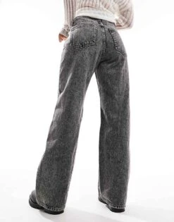 Monki Naoki Loose Fit Low Rise Jeans In Black Acid Wash For Women -Monki Shop 206875795 4