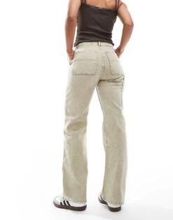 Monki Cargo Trousers In Washed Beige For Women -Monki Shop 206875973 3