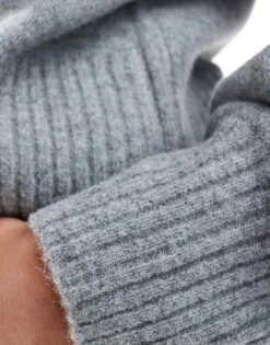 Monki Knitted Turtleneck Sweater In Grey Melange For Women -Monki Shop 206876004 3