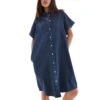 Monki Denim Mini Shirt Dress In Midwash Blue For Women -Monki Shop 206876074 1 midwashblue