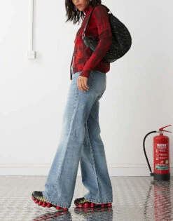 Monki Imoo Low Waisted Wide Fit Jeans In Mid Blue For Women Midwash Blue -Monki Shop 206911637 3