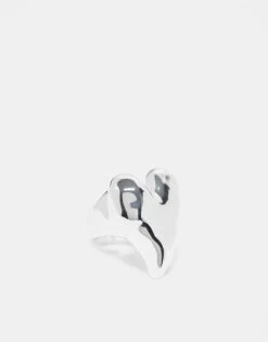 Monki Signet Heart Ring In Silver For Women