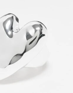 Monki Signet Heart Ring In Silver For Women -Monki Shop 206916314 3