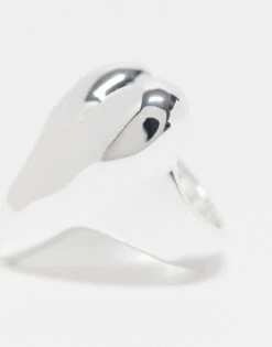 Monki Signet Heart Ring In Silver For Women -Monki Shop 206916314 4