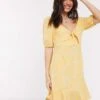Monki Mayan Printed Mini Dress In Yellow For Women -Monki Shop 20692971 1 yellow