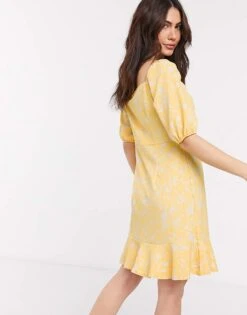 Monki Mayan Printed Mini Dress In Yellow For Women 8 Monki Mayan Printed Mini Dress In Yellow For Women -Monki Shop 20692971 2
