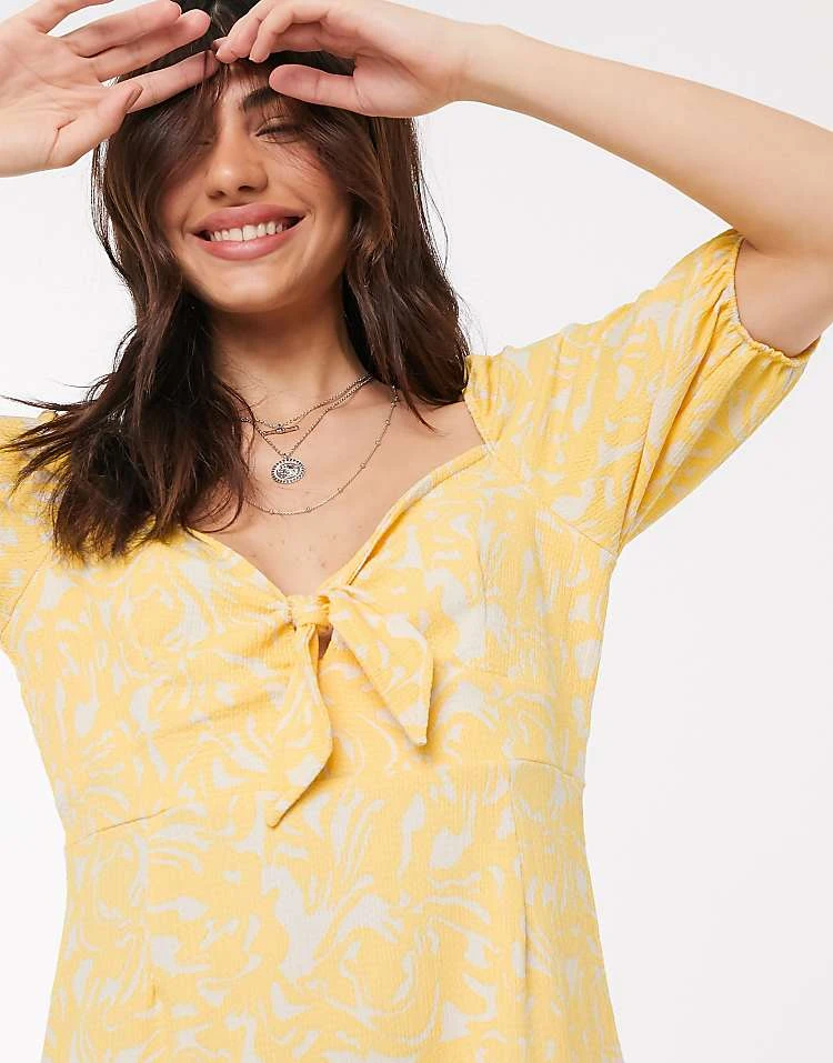 Monki Mayan Printed Mini Dress In Yellow For Women 5 Monki Mayan Printed Mini Dress In Yellow For Women - Image 3