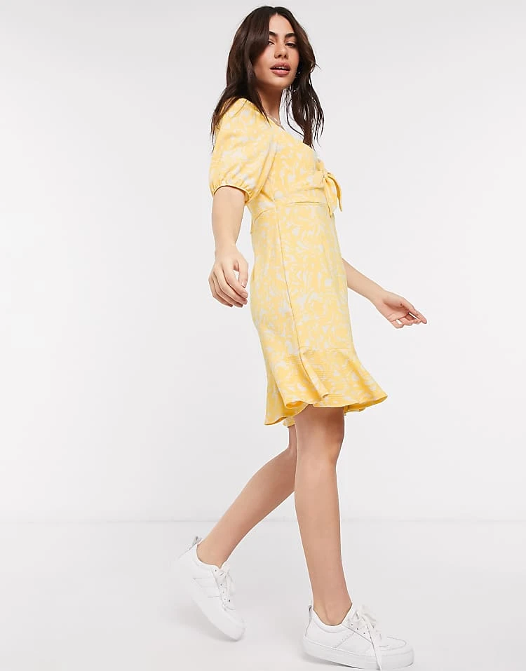 Monki Mayan Printed Mini Dress In Yellow For Women 6 Monki Mayan Printed Mini Dress In Yellow For Women - Image 4
