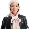 Monki Knitted Bonnet Tie Up Balaclava In Light Dusty Pink For Women