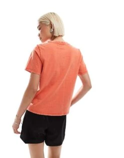 Monki Short Sleeve T-shirt In Washed Red For Women -Monki Shop 207022402 4