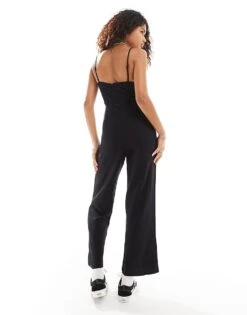 Monki Wide Leg Jumpsuit With Square Neck In Black For Women -Monki Shop 207022405 4