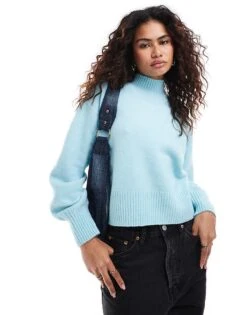 Monki Knitted Turtleneck Sweater In Blue For Women -Monki Shop 207022469 1 blue 1