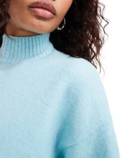 Monki Knitted Turtleneck Sweater In Blue For Women -Monki Shop 207022469 3