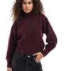 Monki Knitted Turtleneck Sweater In Burgundy For Women -Monki Shop 207022510 1 burgundy